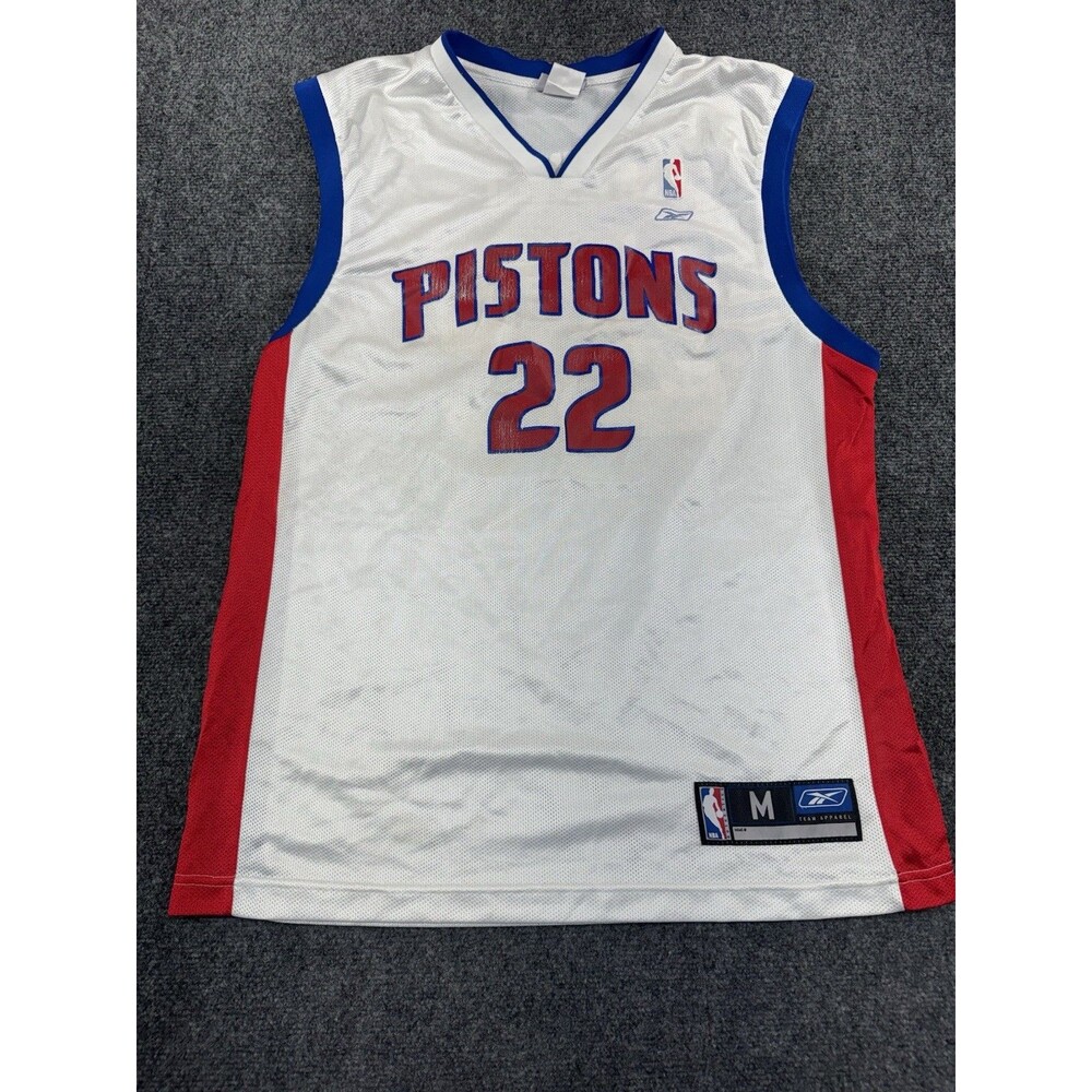 Reebok Detroit Pistons Mens M White Tayshaun Prince #22 NBA Jersey